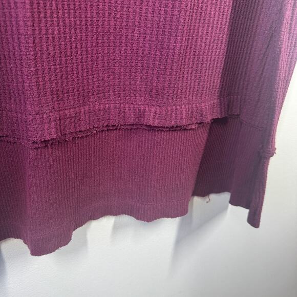 We The Free Free People Wine Purple North Shore Thermal S Tunic Oversized Boho - Picture 5 of 8